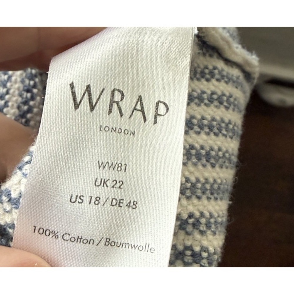 WRAP London Blue White Striped Cotton Tunic Top Womens Plus Size 18 UK 22 - Picture 7 of 10